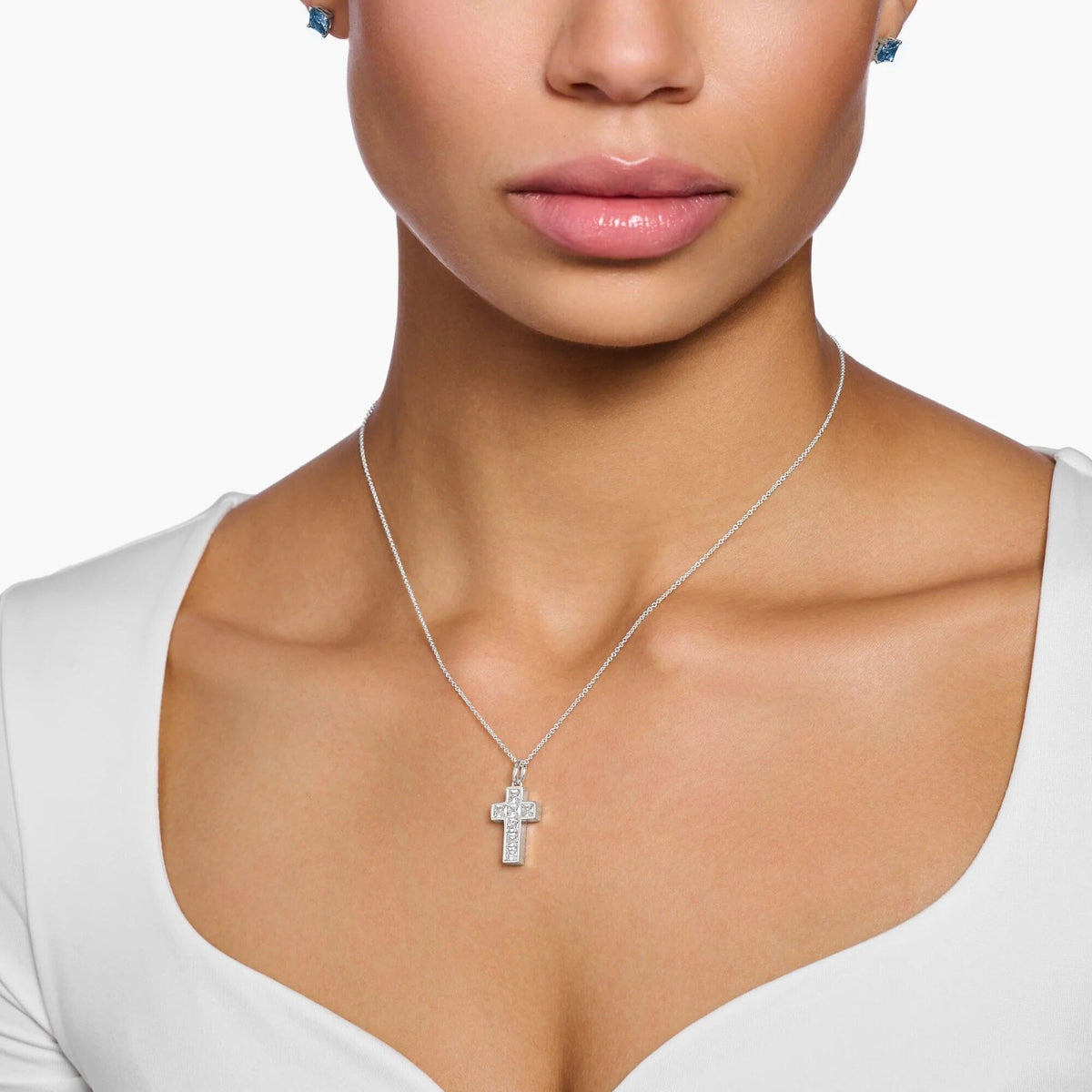 THOMAS SABO Heritage Cross White Stones Necklace Necklaces Thomas Sabo 