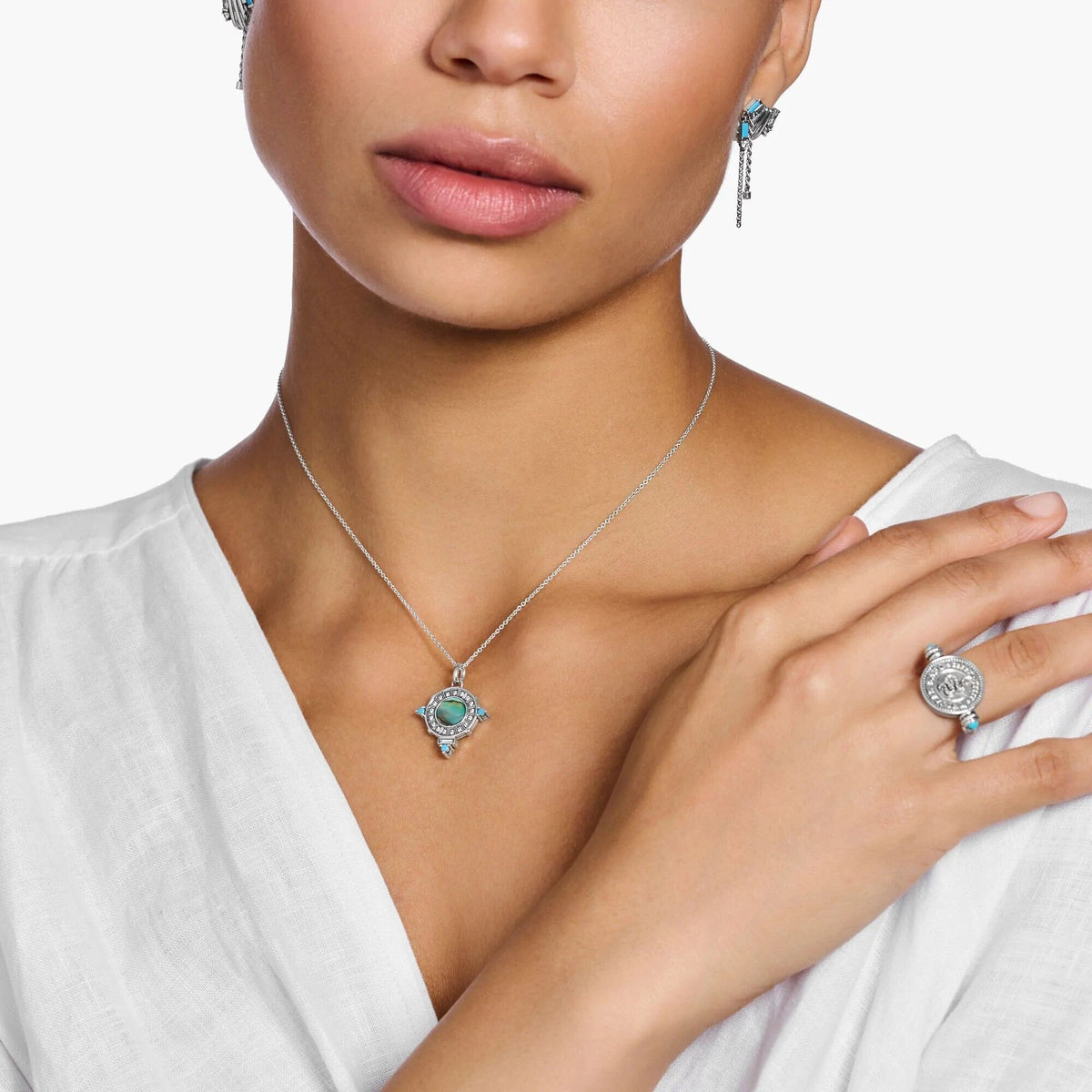 THOMAS SABO Abalone Coin Necklace Necklaces Thomas Sabo 