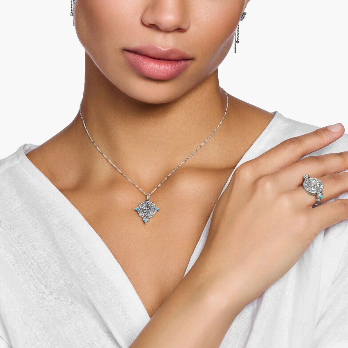 THOMAS SABO Abalone Coin Necklace Necklaces Thomas Sabo 