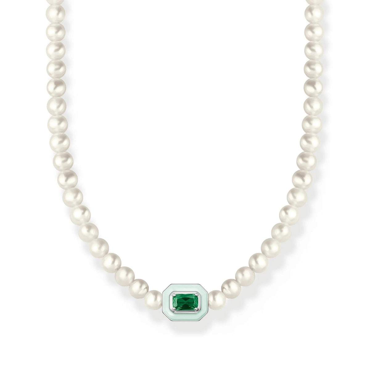 THOMAS SABO Choker Pearls With Green Stone Necklaces Thomas Sabo 