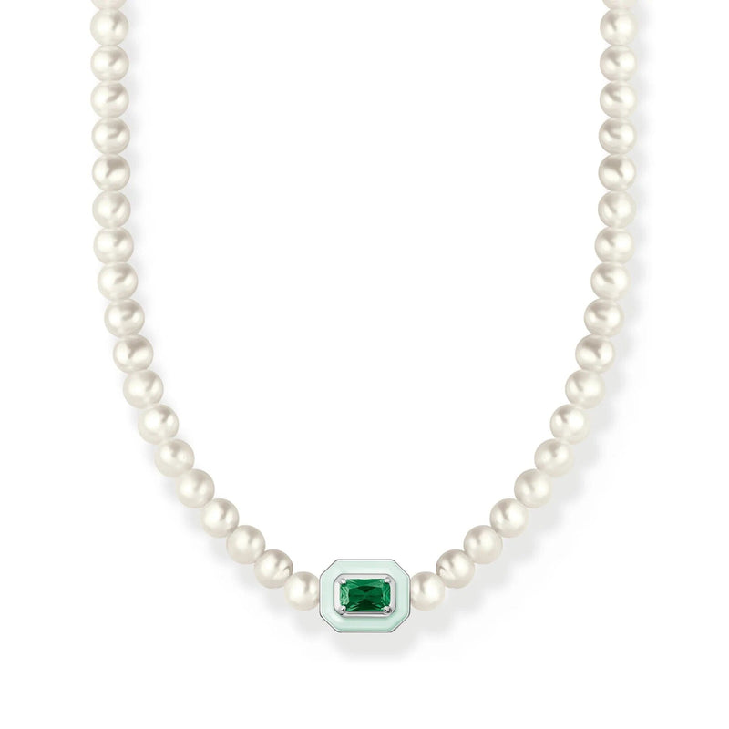 THOMAS SABO Choker Pearls With Green Stone Necklaces Thomas Sabo 