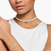 THOMAS SABO Choker Pearls With Green Stone Necklaces Thomas Sabo 