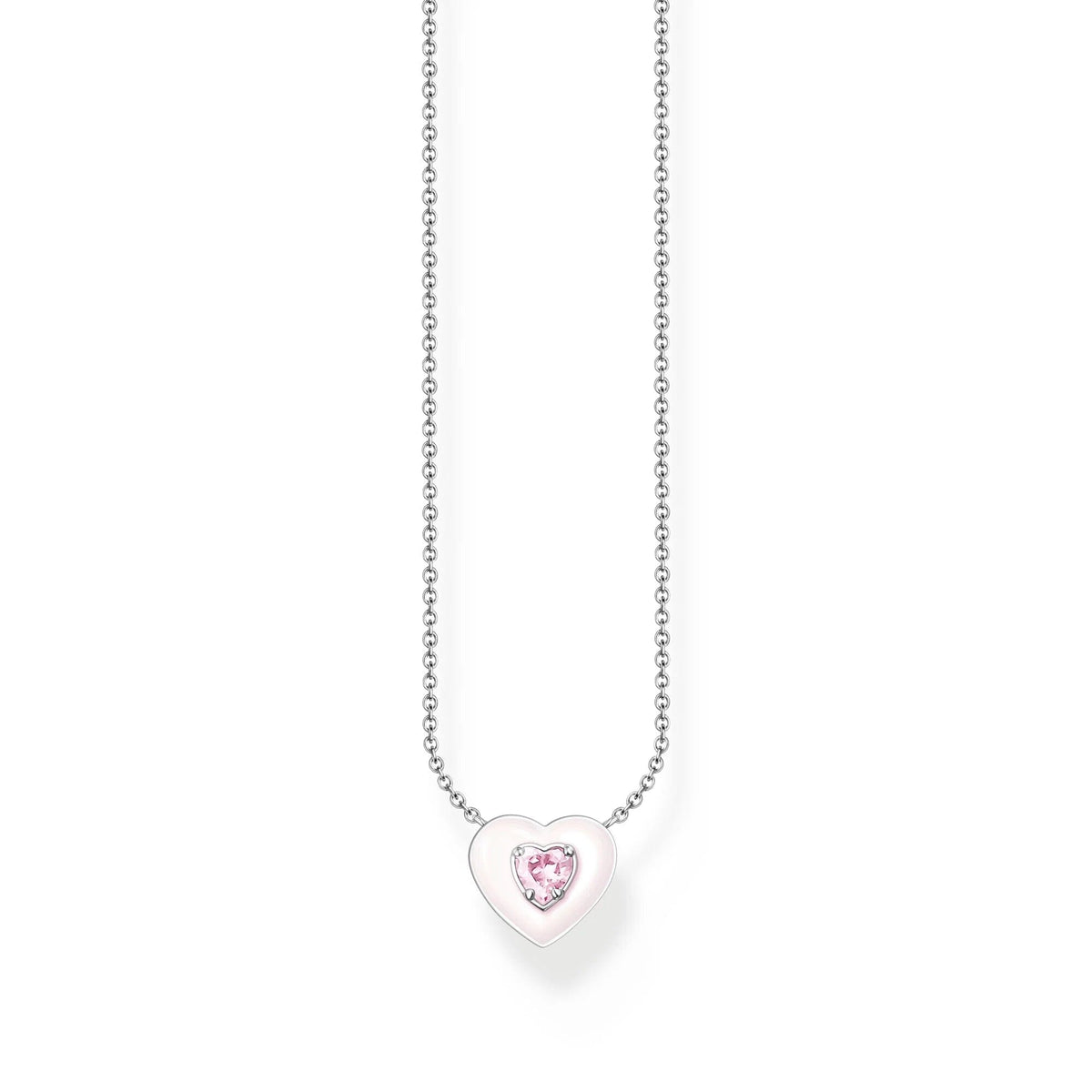 THOMAS SABO Pink Stone Heart Necklace Necklaces Thomas Sabo 