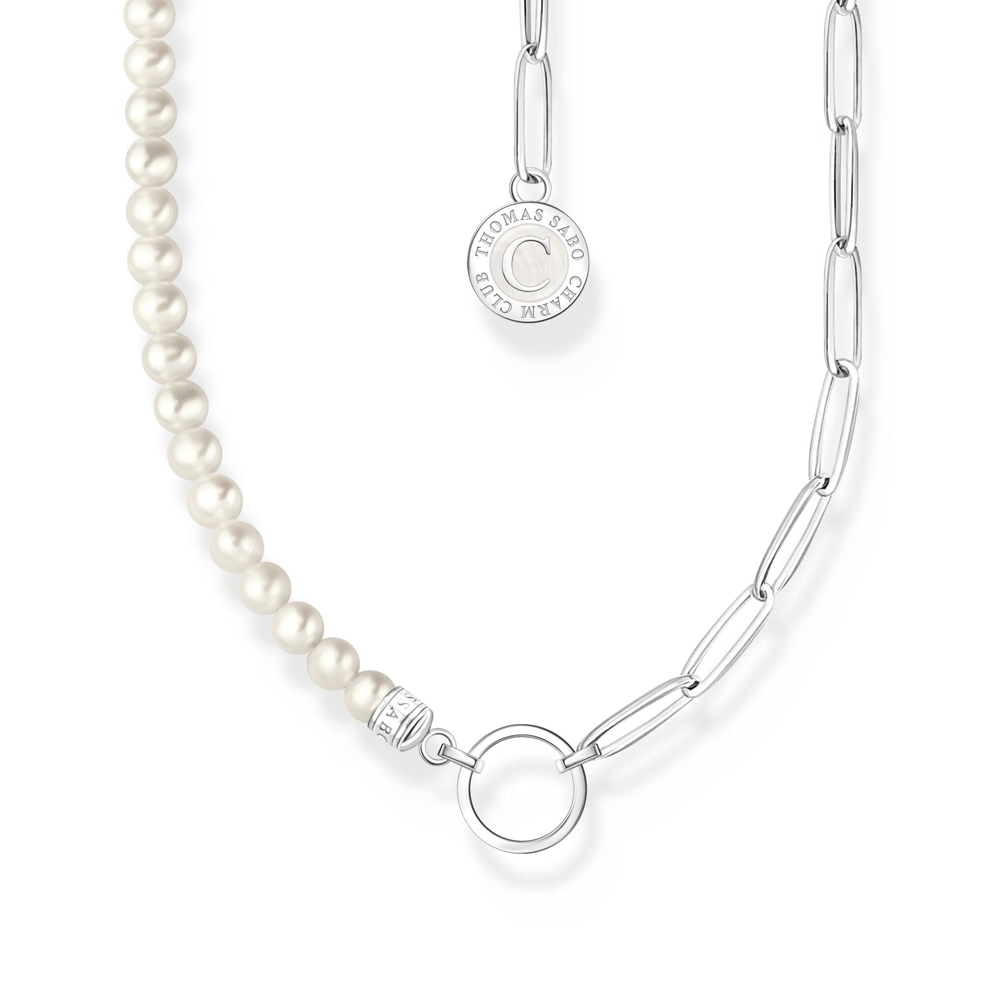 THOMAS SABO Charm Necklaces with Pearls and Chain Links Silver Necklaces THOMAS SABO Charmista 