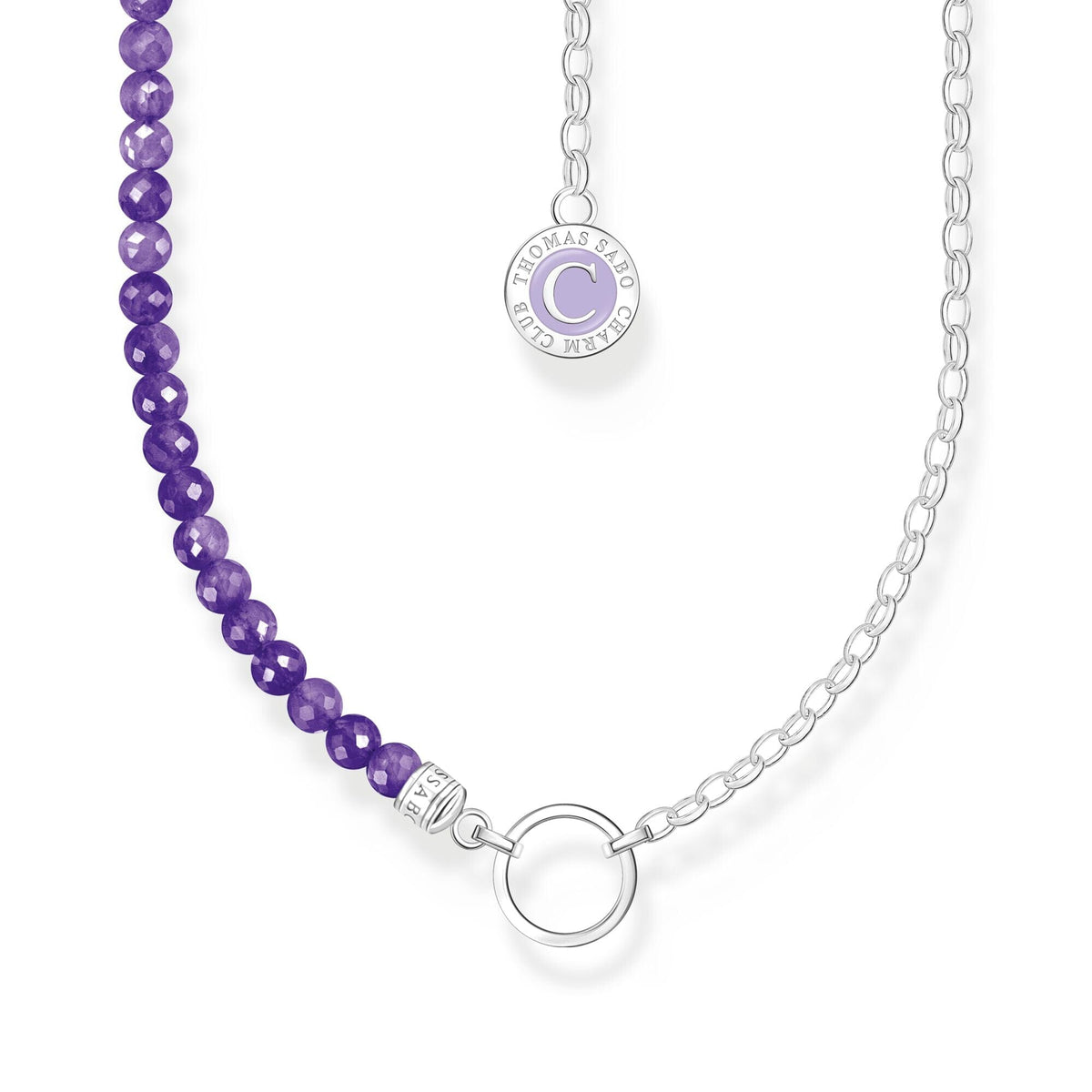 THOMAS SABO Silver Member Charm Necklaces with Violet Imitation Amethyst Beads Necklaces THOMAS SABO Charmista 