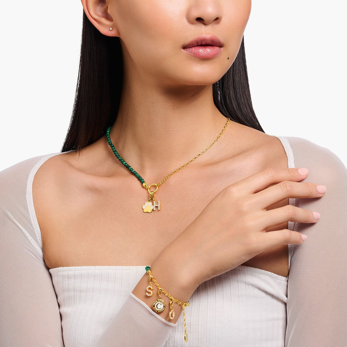 THOMAS SABO Gold Member Charm Necklaces with Green Beads Necklaces THOMAS SABO Charmista 