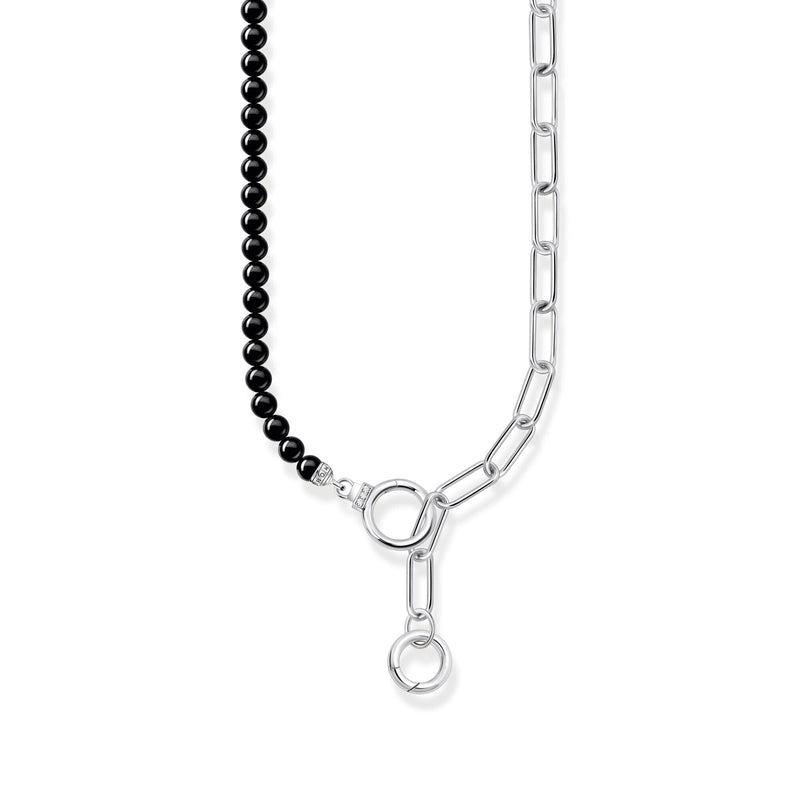 THOMAS SABO Silver Necklace with Onyx Beads, White Zirconia and Ring Clasps Necklaces Thomas Sabo 
