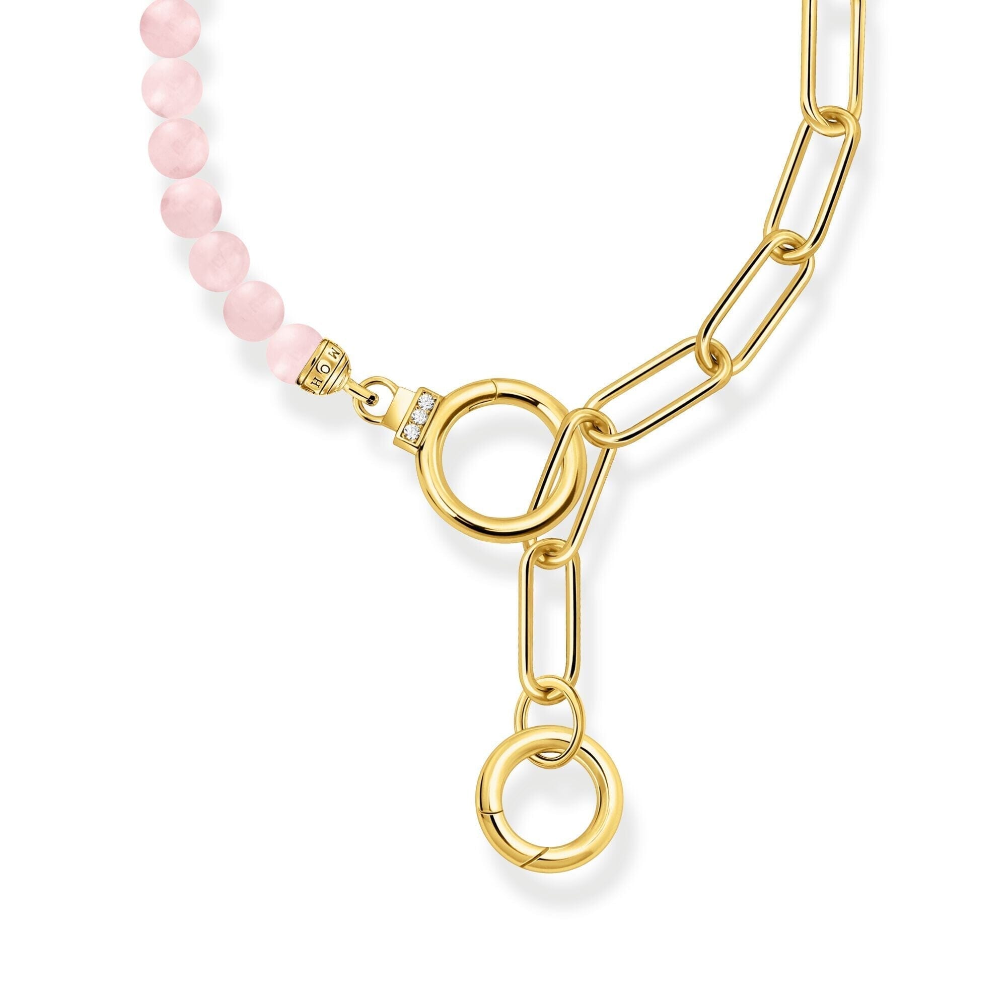 THOMAS SABO Link Necklaces with Rose Quartz Beads Gold Necklaces THOMAS SABO 