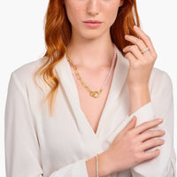 THOMAS SABO Link Necklaces with Rose Quartz Beads Gold Necklaces THOMAS SABO 