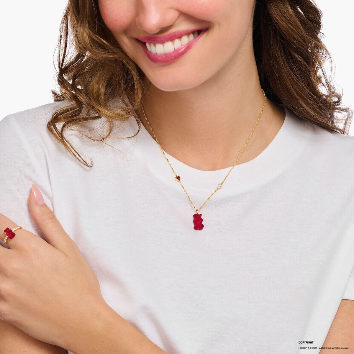 THOMAS SABO Necklace with red goldbears pendant & freshwater pearl Necklaces THOMAS SABO 