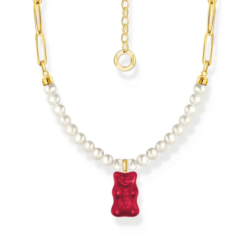 THOMAS SABO Link necklace with red goldbears & freshwater pearls Necklaces THOMAS SABO 