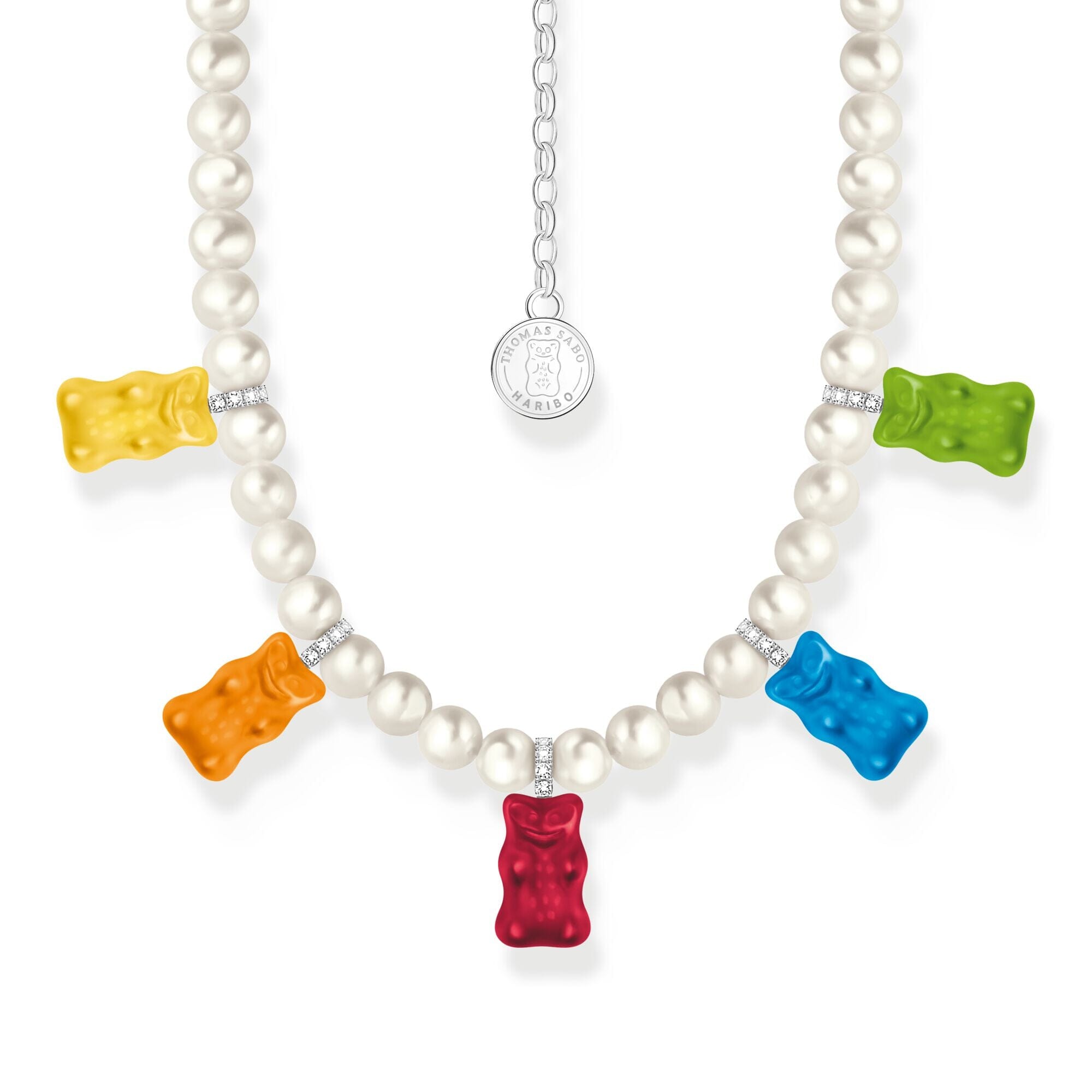 THOMAS SABO Pearl necklace with 5 colourful goldbears Necklaces THOMAS SABO 