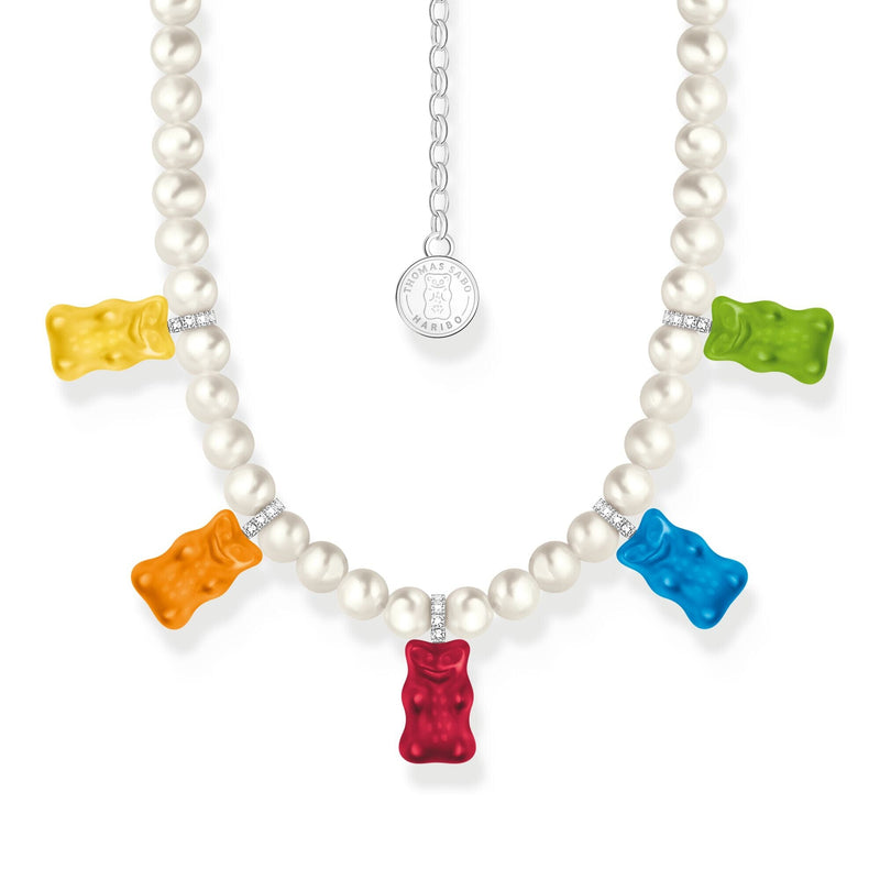 THOMAS SABO Pearl necklace with 5 colourful goldbears Necklaces THOMAS SABO 