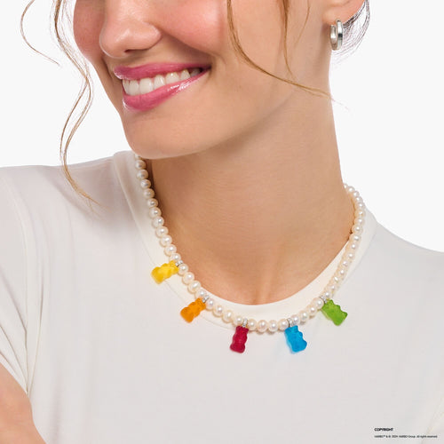 THOMAS SABO Pearl necklace with 5 colourful goldbears Necklaces THOMAS SABO 