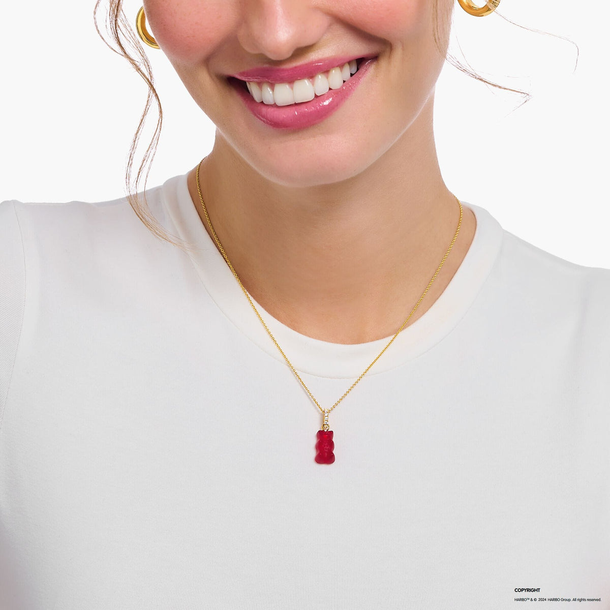 THOMAS SABO Necklace with red goldbears pendant and zirconia Necklaces THOMAS SABO 