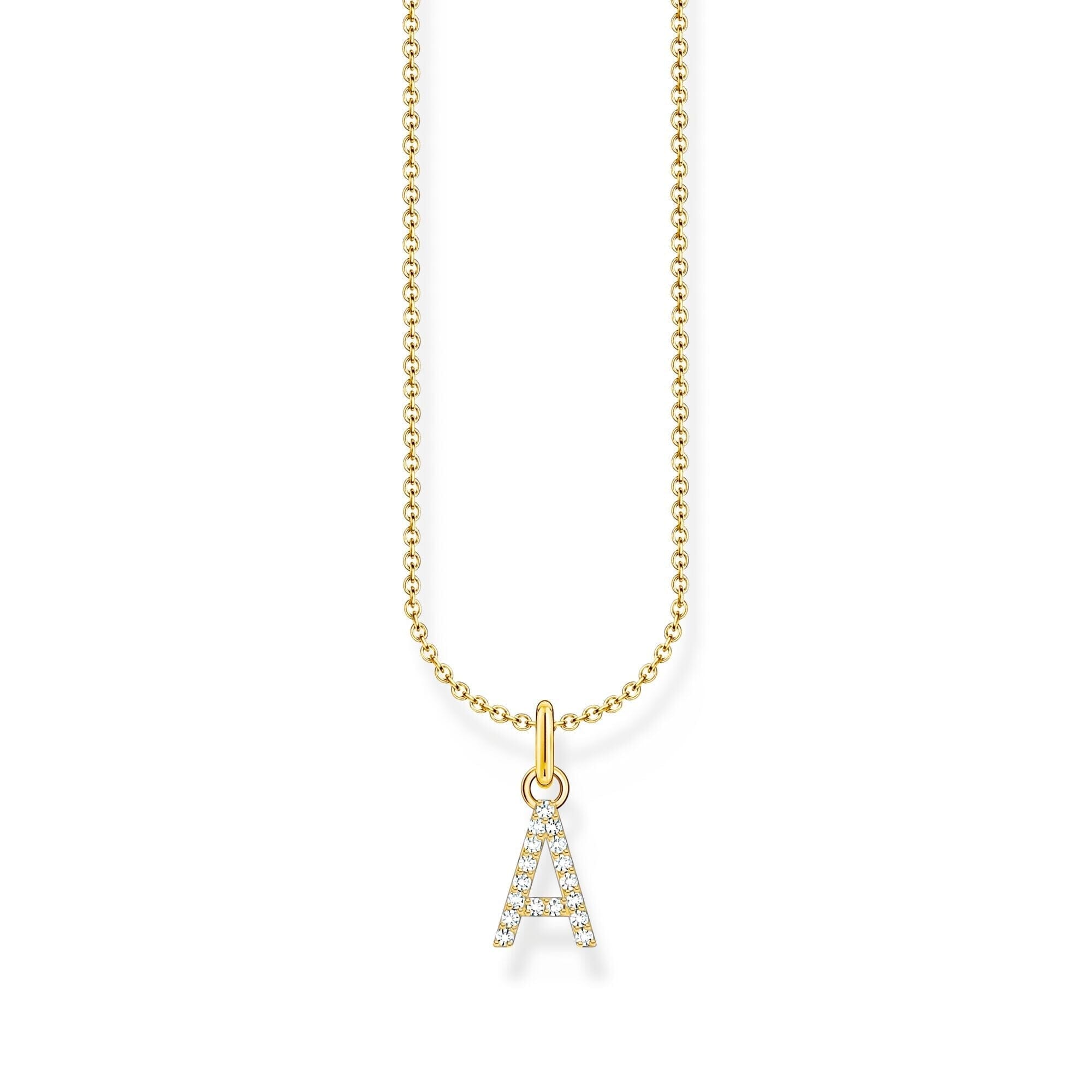 THOMAS SABO Necklace with letter pendant A and white zirconia - gold Necklaces Thomas Sabo 
