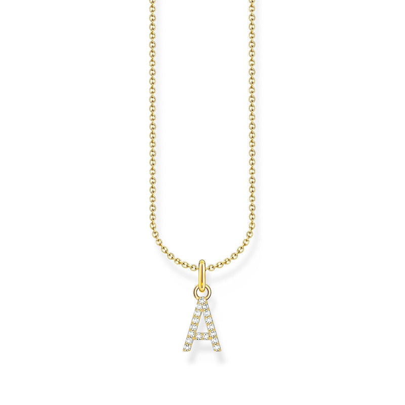 THOMAS SABO Necklace with letter pendant A and white zirconia - gold Necklaces Thomas Sabo 