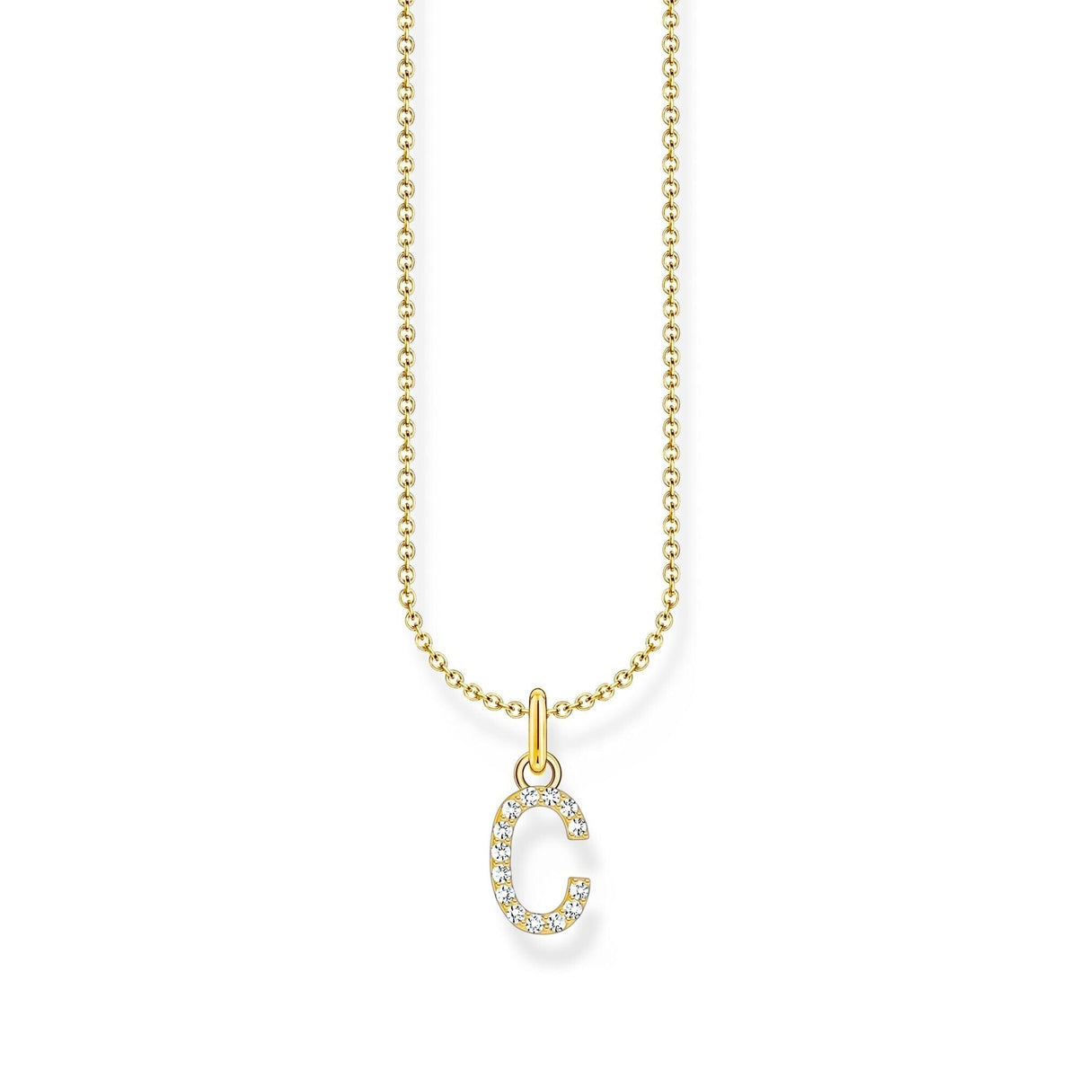 THOMAS SABO Necklace with letter pendant C and white zirconia - gold Necklaces Thomas Sabo 