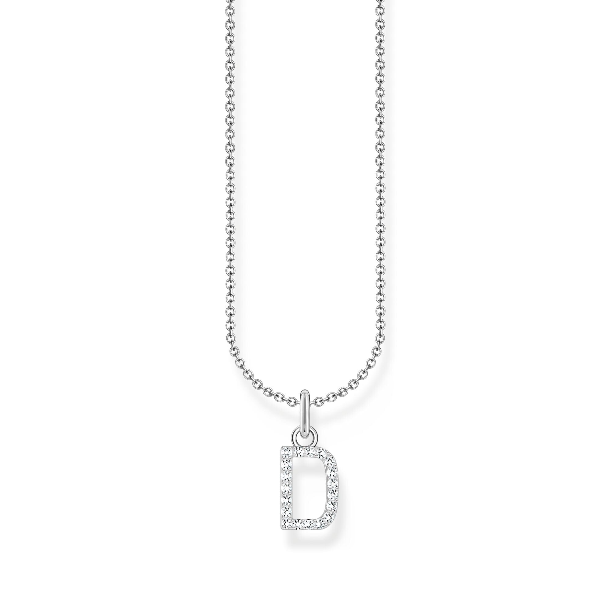 THOMAS SABO Necklace with letter pendant D and white zirconia - silver Necklaces Thomas Sabo 