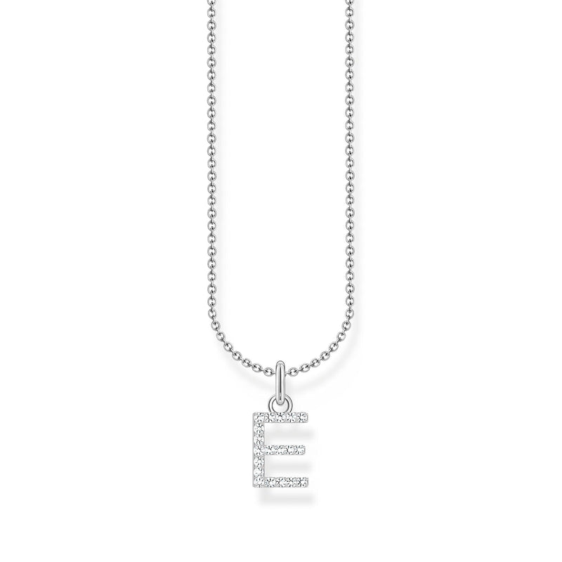 THOMAS SABO Necklace with letter pendant E and white zirconia - silver Necklaces Thomas Sabo 