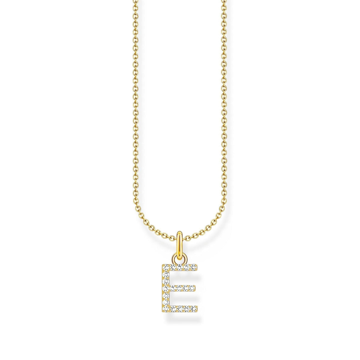 THOMAS SABO Necklace with letter pendant E and white zirconia - gold Necklaces Thomas Sabo 