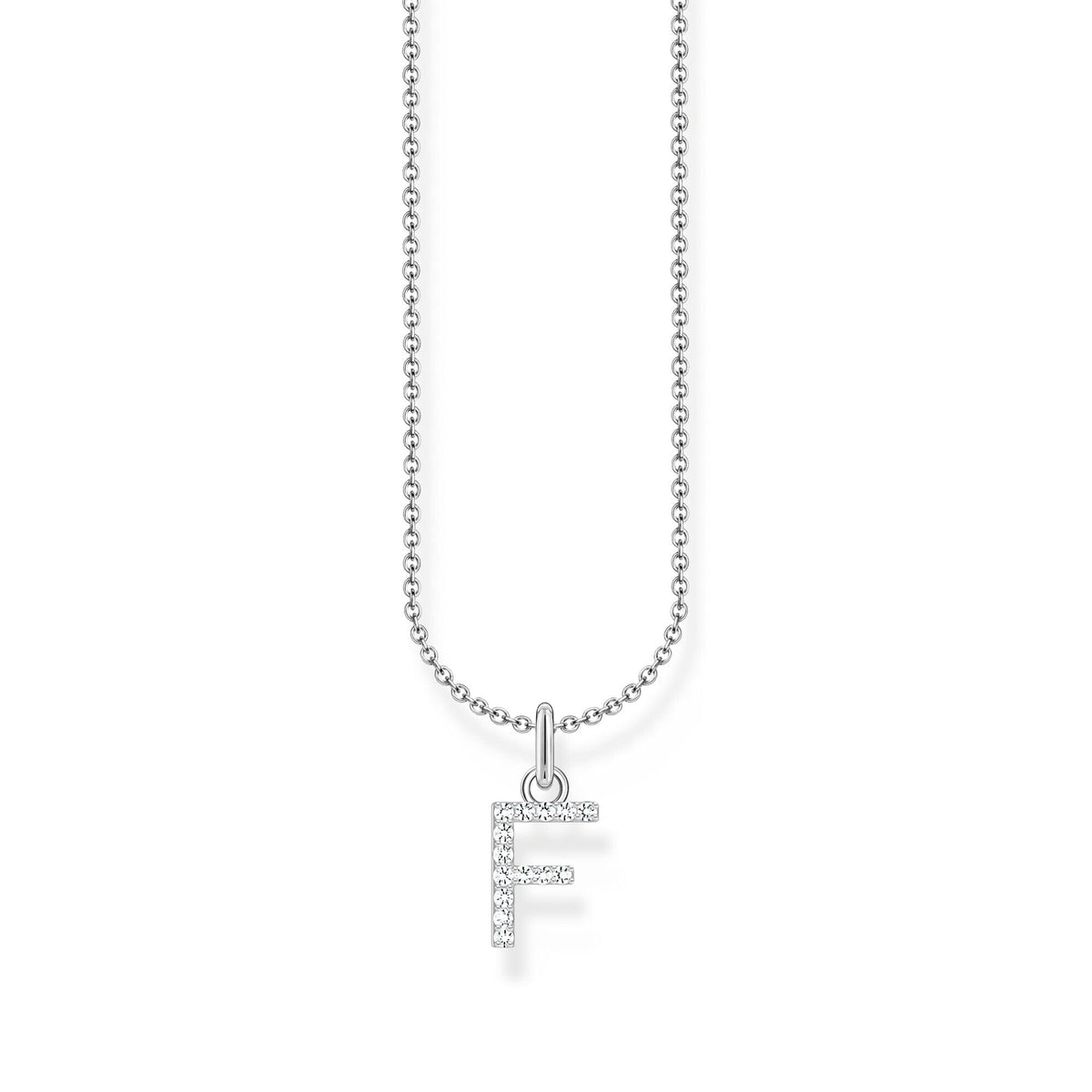 THOMAS SABO Necklace with letter pendant F and white zirconia - silver Necklaces Thomas Sabo 