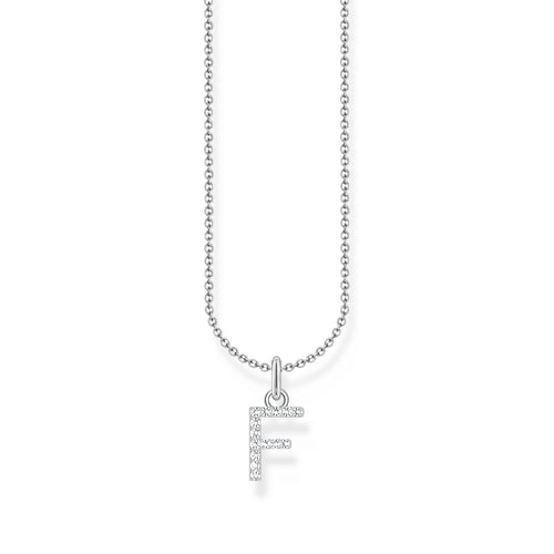 THOMAS SABO Necklace with letter pendant F and white zirconia - silver Necklaces Thomas Sabo 