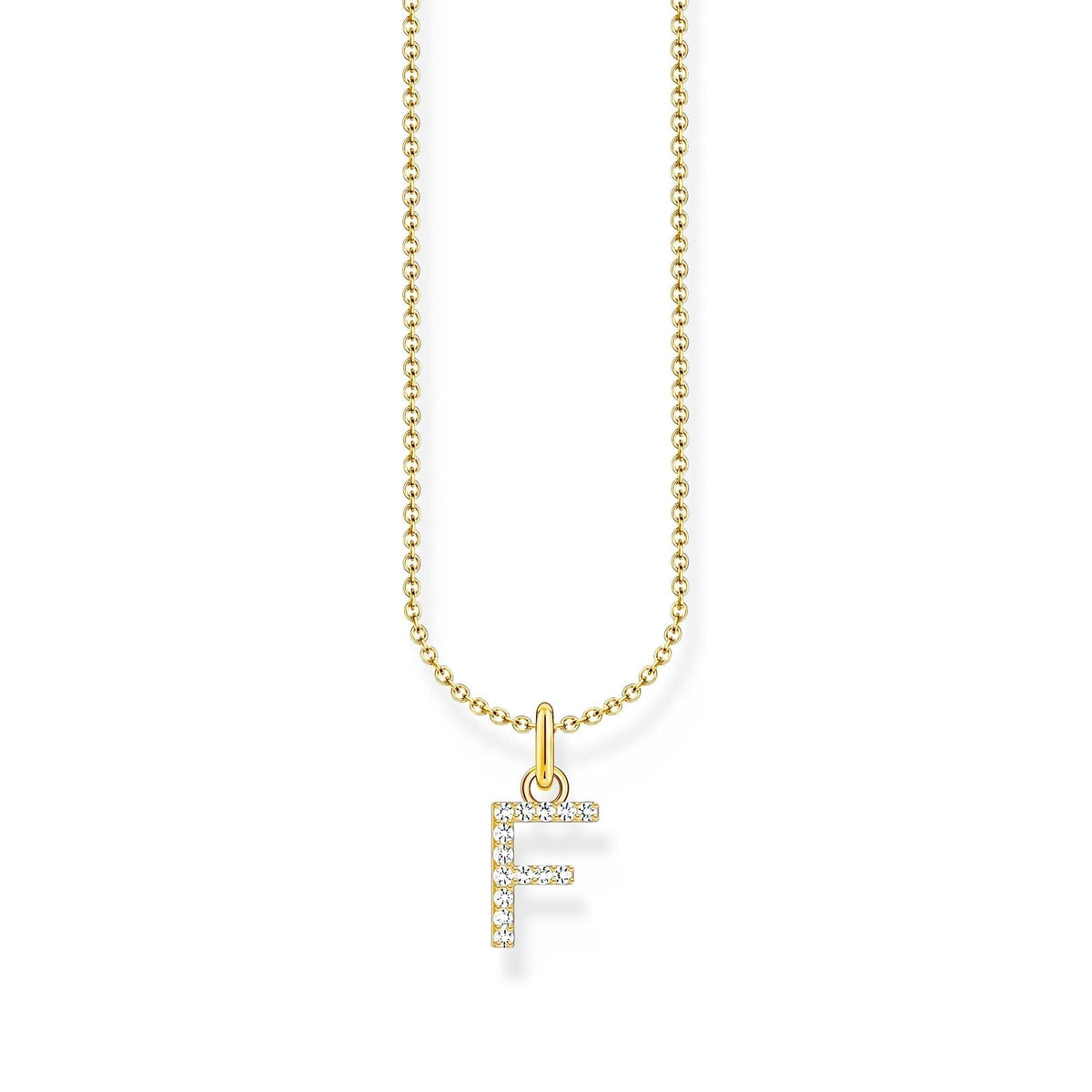 THOMAS SABO Necklace with letter pendant F and white zirconia - gold Necklaces Thomas Sabo 