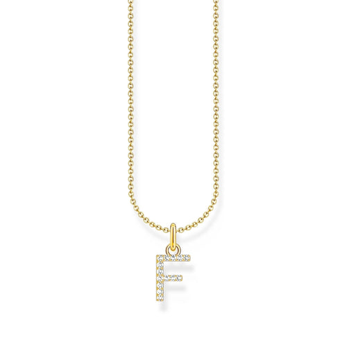 THOMAS SABO Necklace with letter pendant F and white zirconia - gold Necklaces Thomas Sabo 