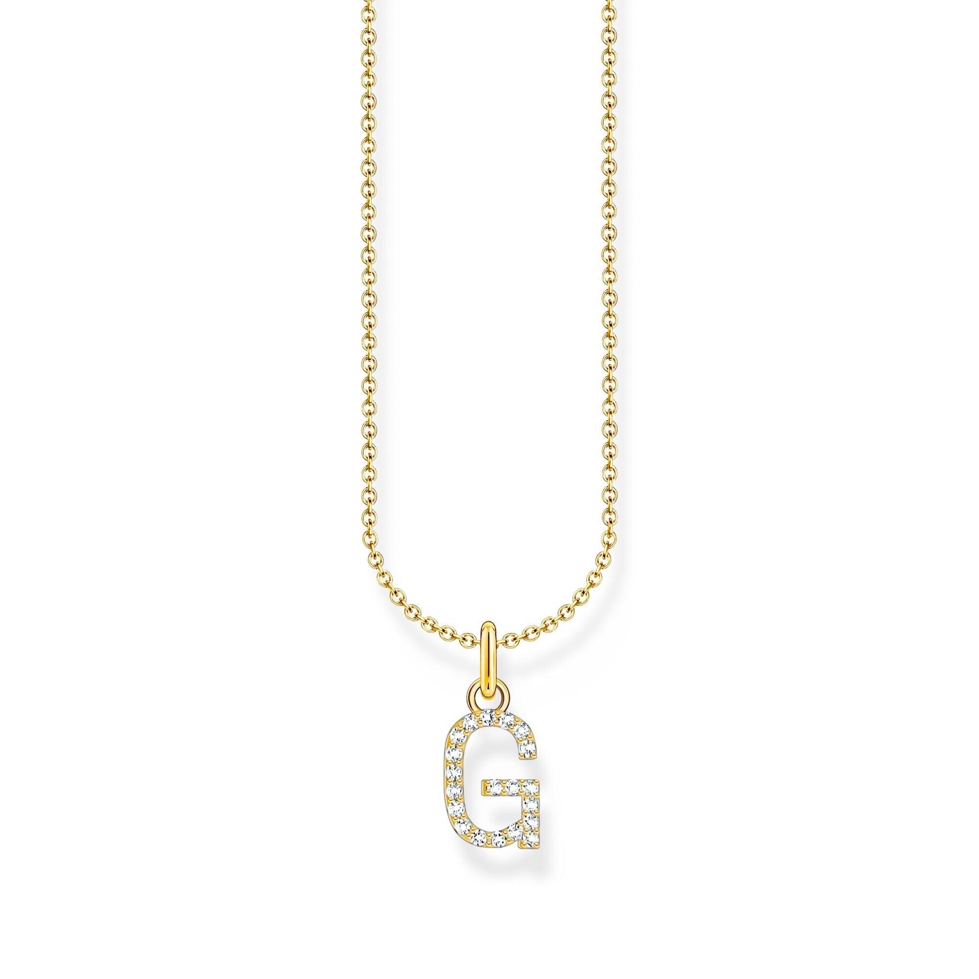 THOMAS SABO Necklace with letter pendant G and white zirconia - gold Necklaces Thomas Sabo 