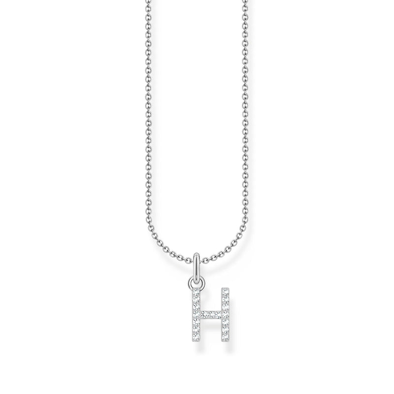 THOMAS SABO Necklace with letter pendant H and white zirconia - silver Necklaces Thomas Sabo 