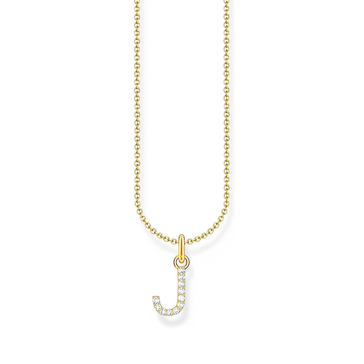 THOMAS SABO Necklace with letter pendant J and white zirconia - gold Necklaces Thomas Sabo 
