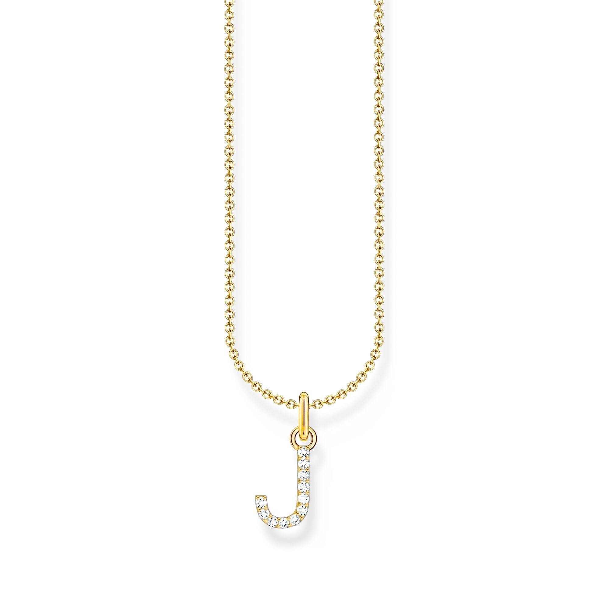 THOMAS SABO Necklace with letter pendant J and white zirconia - gold Necklaces Thomas Sabo 