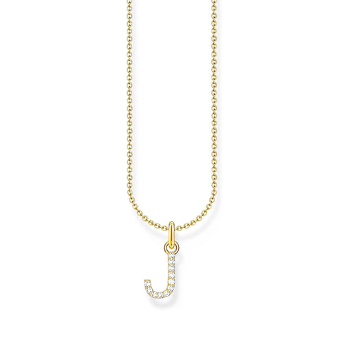 THOMAS SABO Necklace with letter pendant J and white zirconia - gold Necklaces Thomas Sabo 