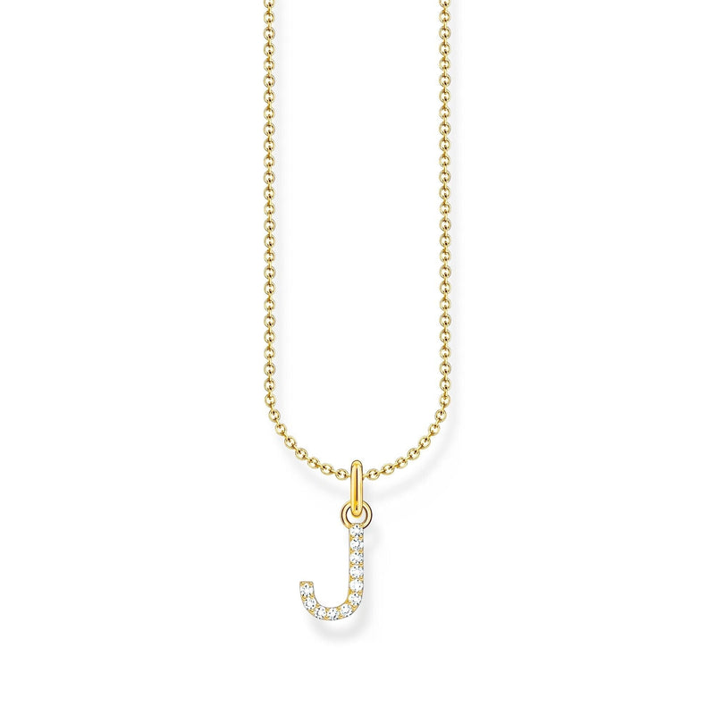 THOMAS SABO Necklace with letter pendant J and white zirconia - gold Necklaces Thomas Sabo 