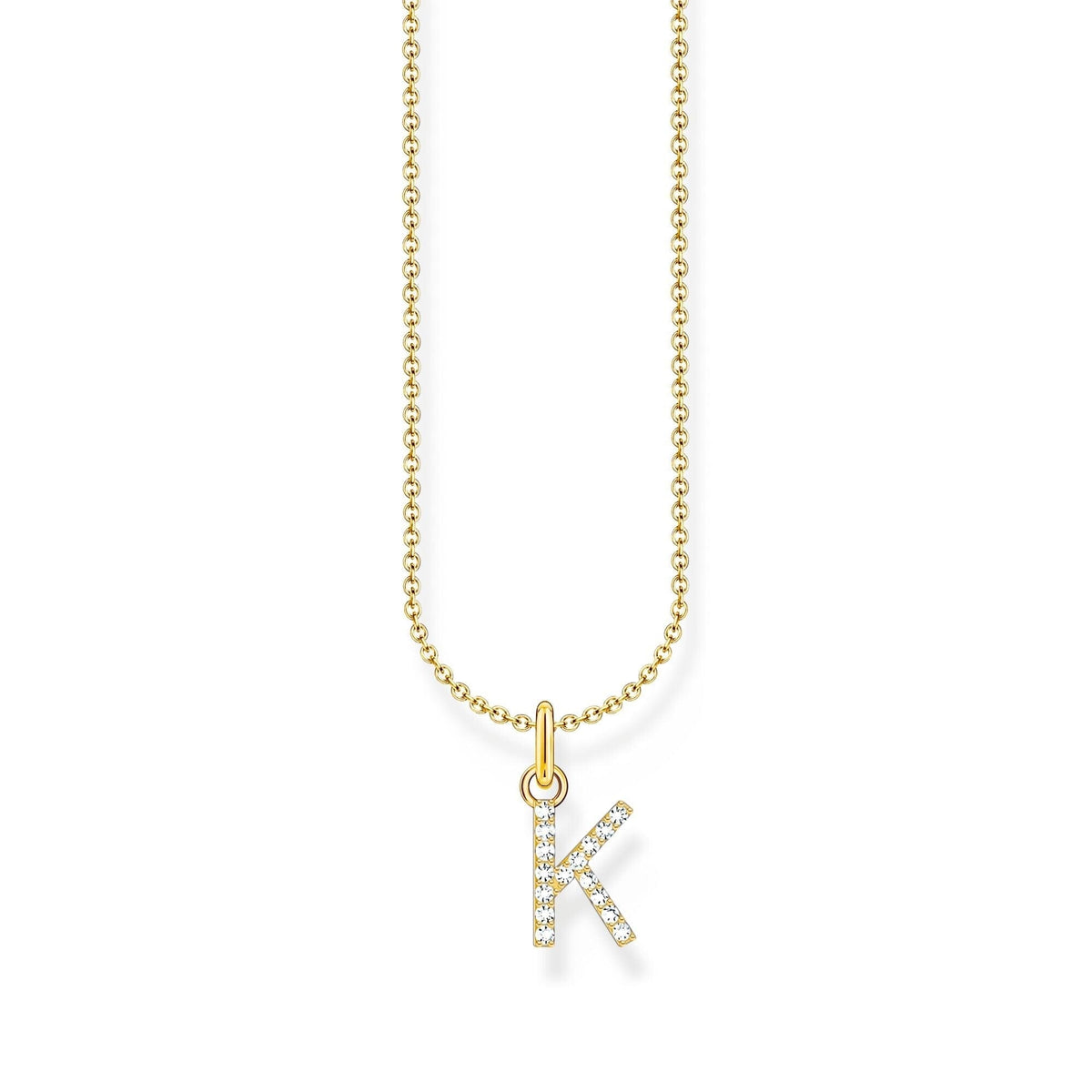 THOMAS SABO Necklace with letter pendant K and white zirconia - gold Necklaces Thomas Sabo 