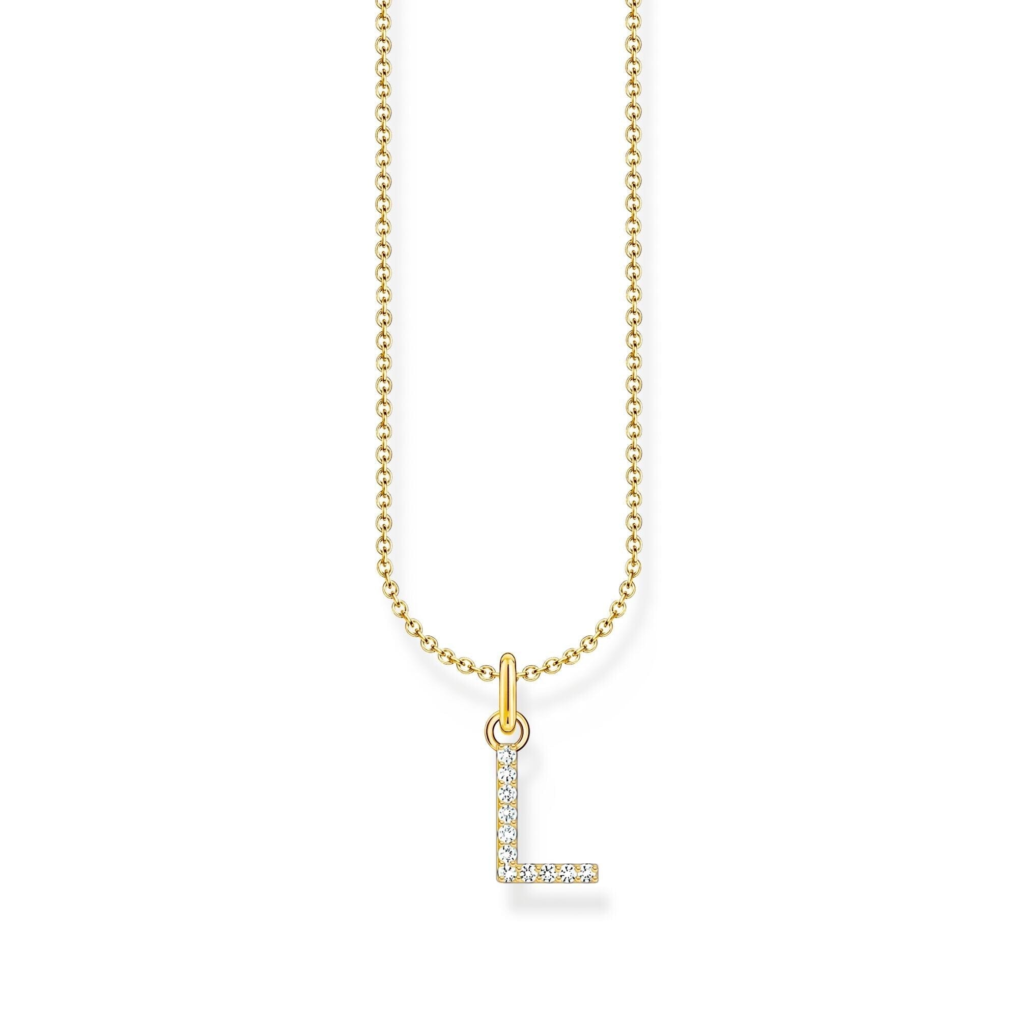 THOMAS SABO Necklace with letter pendant L and white zirconia - gold Necklaces Thomas Sabo 
