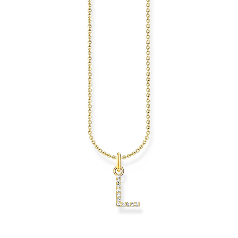 THOMAS SABO Necklace with letter pendant L and white zirconia - gold Necklaces Thomas Sabo 