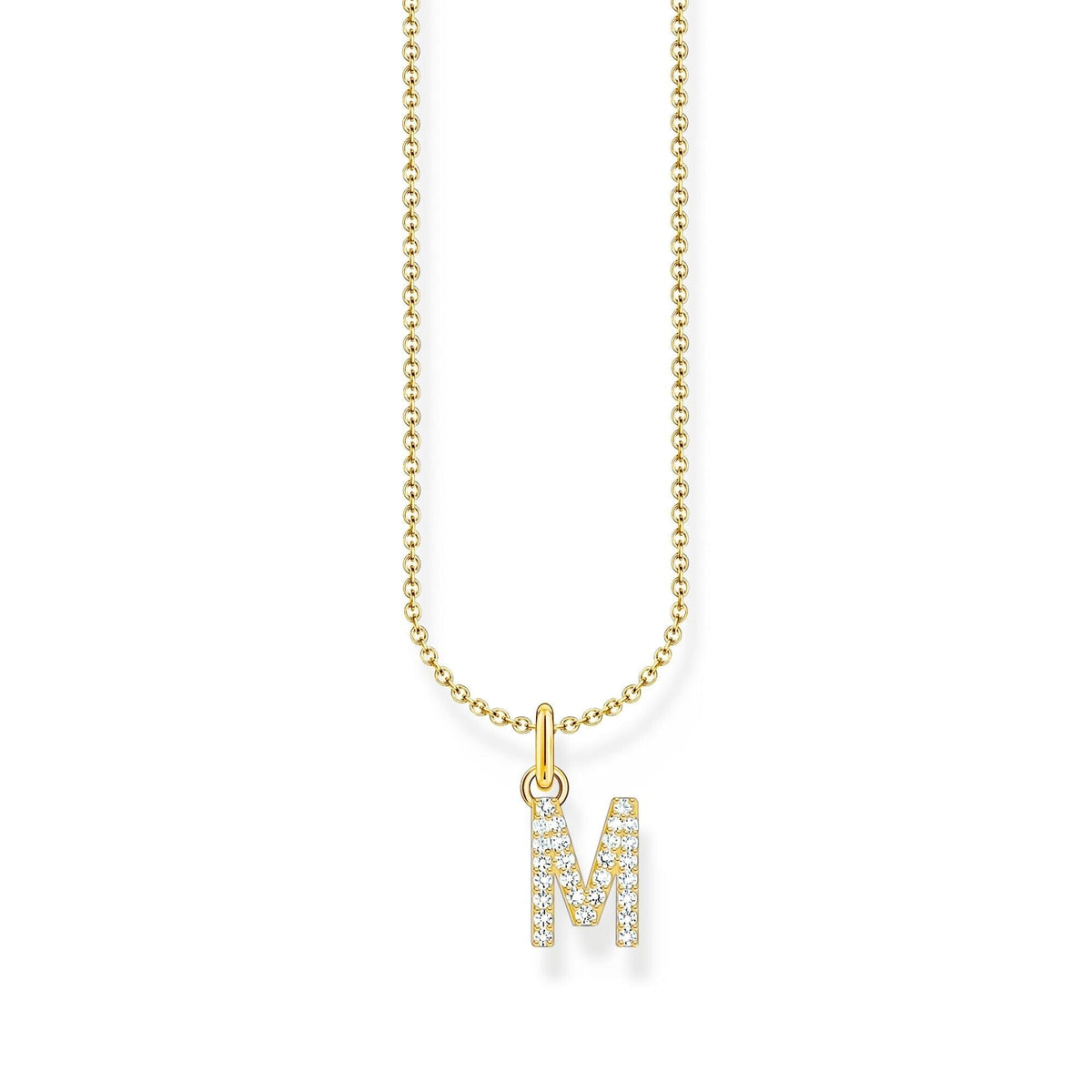 THOMAS SABO Necklace with letter pendant M and white zirconia - gold Necklaces Thomas Sabo 
