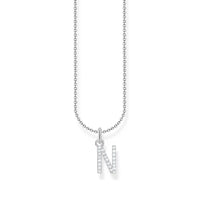THOMAS SABO Necklace with letter pendant N and white zirconia - silver Necklaces Thomas Sabo 