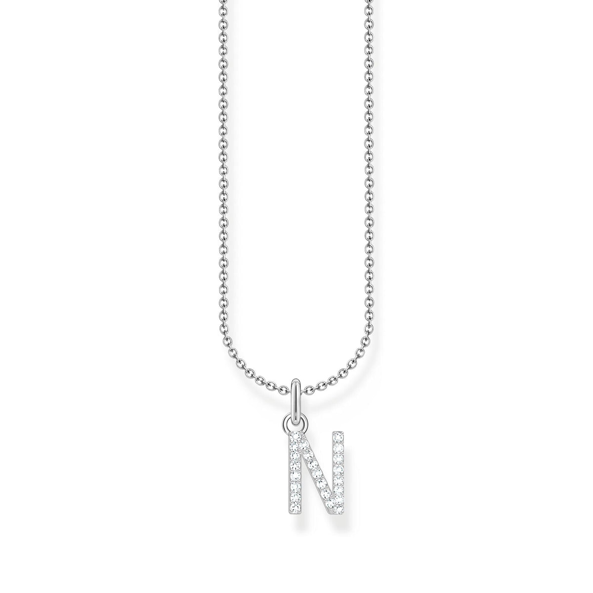 THOMAS SABO Necklace with letter pendant N and white zirconia - silver Necklaces Thomas Sabo 