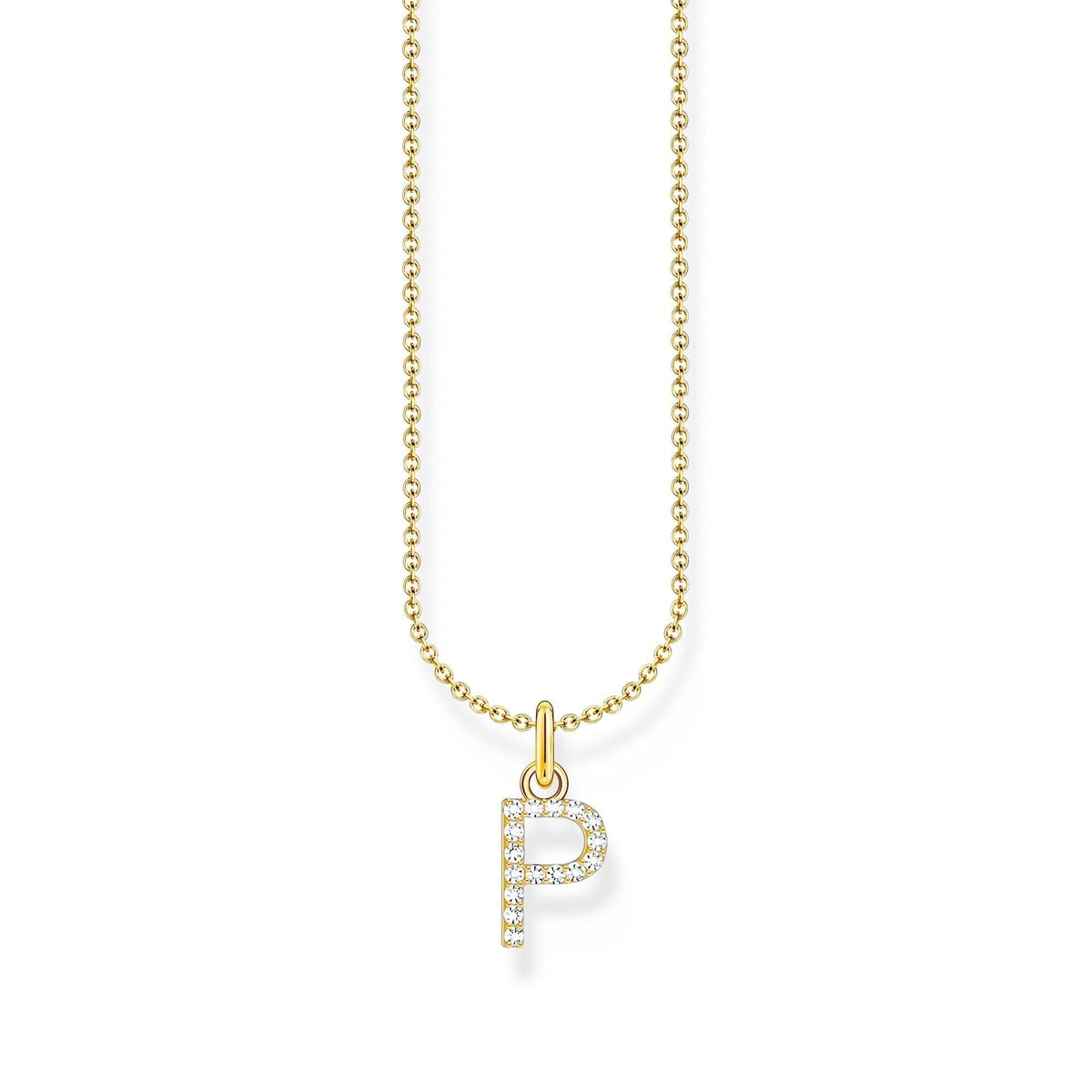THOMAS SABO Necklace with letter pendant P and white zirconia - gold Necklaces Thomas Sabo 