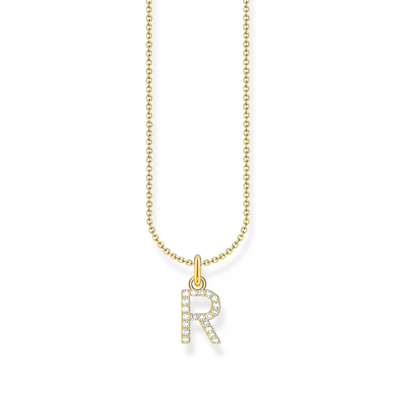 THOMAS SABO Necklace with letter pendant R and white zirconia - gold Necklaces Thomas Sabo 