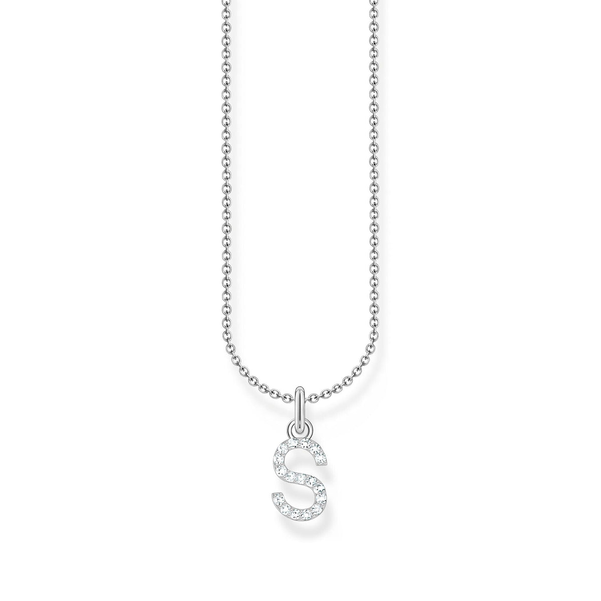 THOMAS SABO Necklace with letter pendant S and white zirconia - silver Necklaces Thomas Sabo 