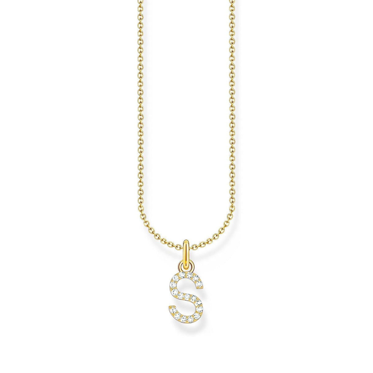 THOMAS SABO Necklace with letter pendant S and white zirconia - gold Necklaces Thomas Sabo 