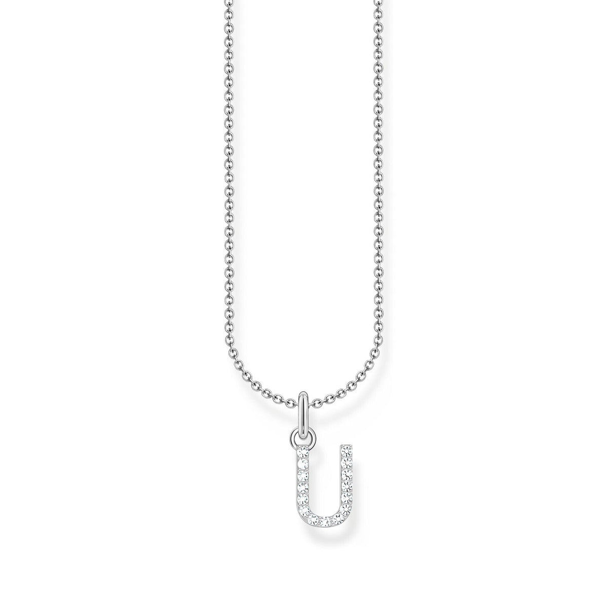 THOMAS SABO Necklace with letter pendant U and white zirconia - silver Necklaces Thomas Sabo 