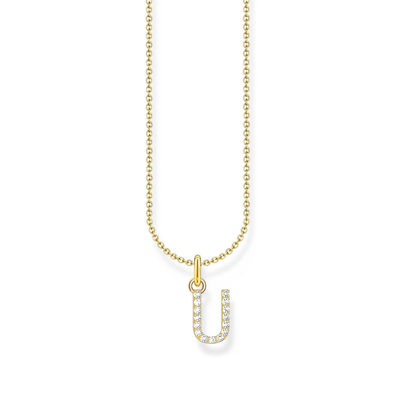THOMAS SABO Necklace with letter pendant U and white zirconia - gold Necklaces Thomas Sabo 