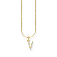 THOMAS SABO Necklace with letter pendant V and white zirconia - gold Necklaces Thomas Sabo 