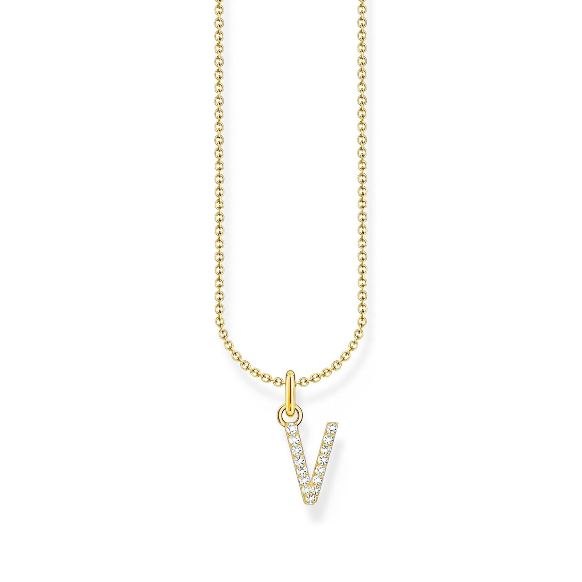 THOMAS SABO Necklace with letter pendant V and white zirconia - gold Necklaces Thomas Sabo 