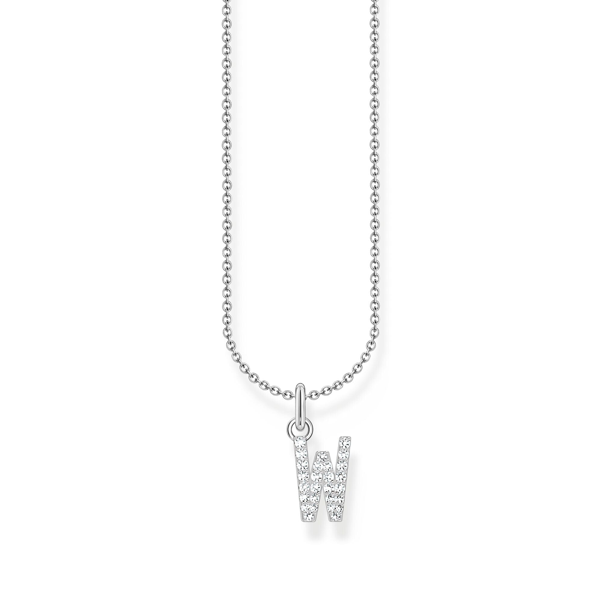 THOMAS SABO Necklace with letter pendant W and white zirconia - silver Necklaces Thomas Sabo 